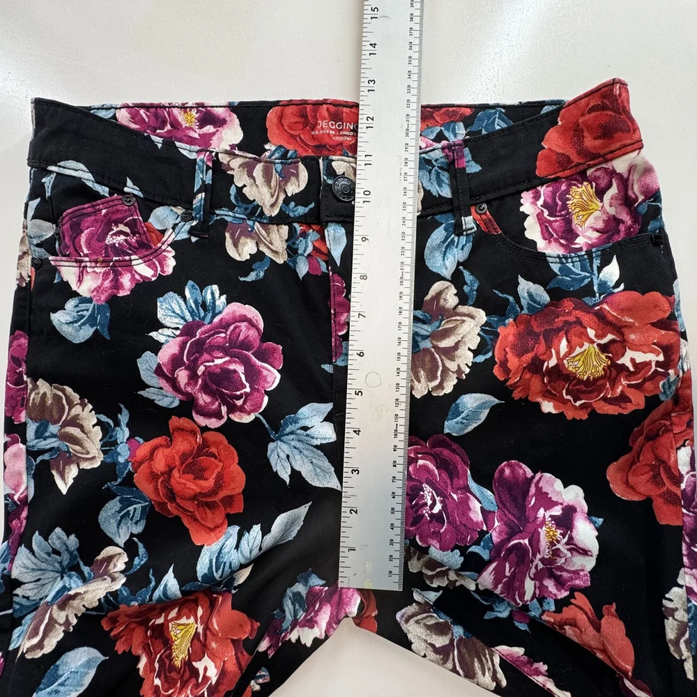 Chico's Women's 1R US 8R Multi Denim Jean Regal Floral Rose Jegging Pants NWT - Picture 10 of 14